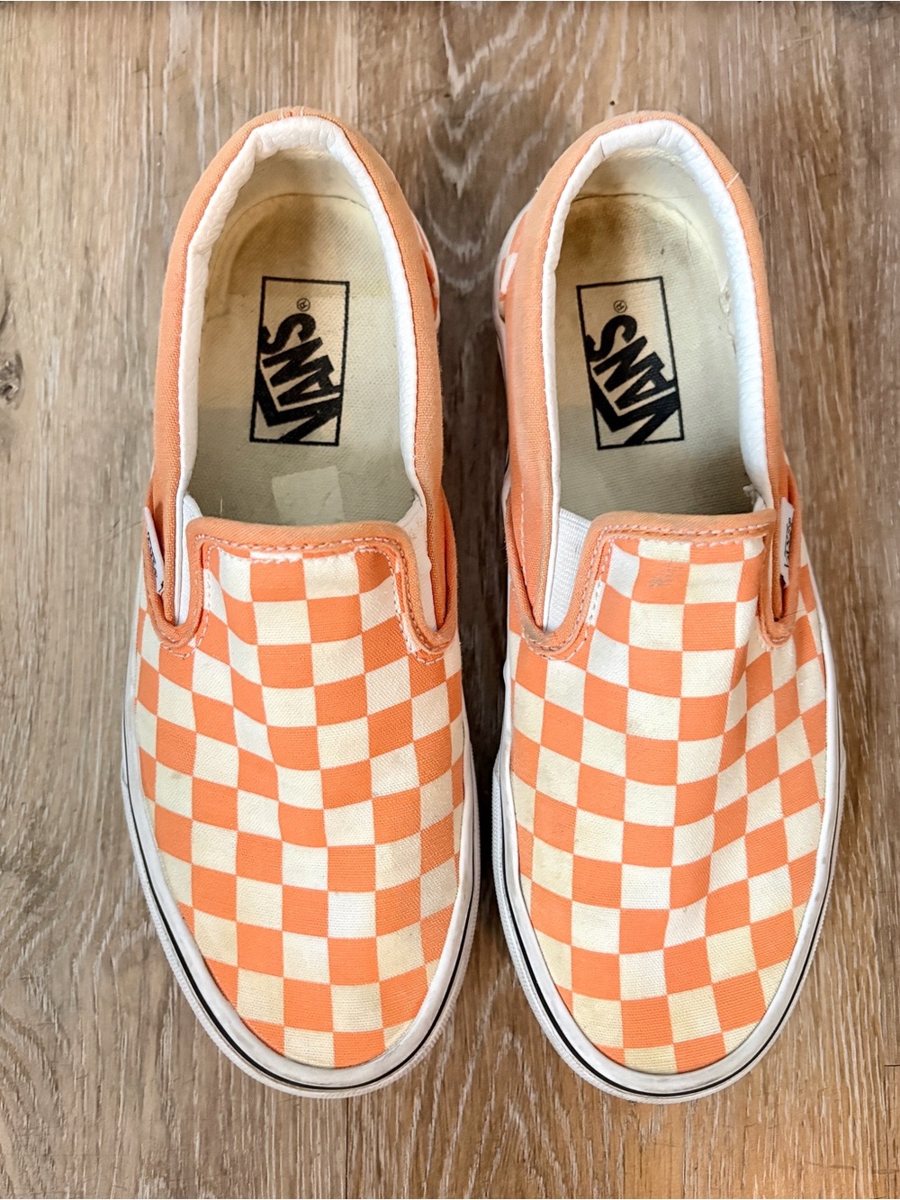 Vans Slip-On Checkerboard Sneakers - Orange/White